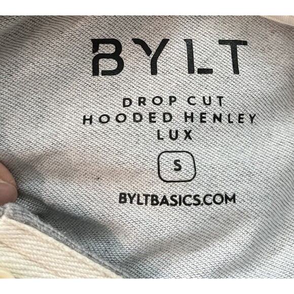 BYLT Gray Drop Cut Hooded Henley Lux Men's Pullover Sweater Size Small - Picture 4 of 5